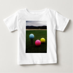 Camiseta cor-de-rosa amarelo e azul, Bolas de Golfe