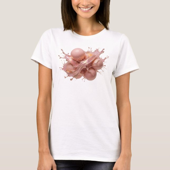 Camiseta Cor-de-Rosa Artística Abstrata de Laranja (Frente)