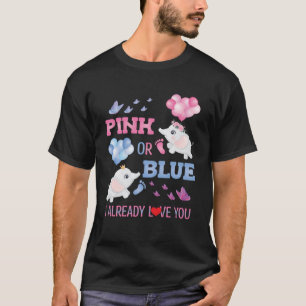 Camiseta Cor-de-rosa azul Sexo Revela Gravidez Elephants Pe