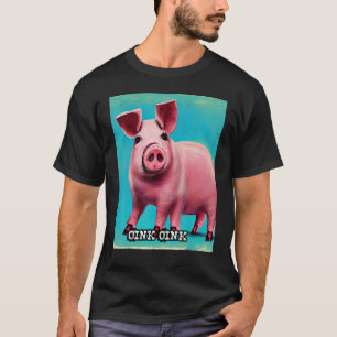 Camiseta Cor de rosa branca Rosa Oink_10