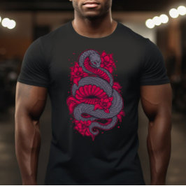 Camiseta Cor-de-rosa-claro e Cobra Cinza com Camisa-T de Fl
