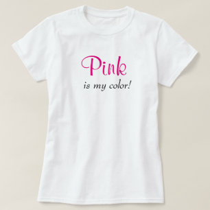Camiseta Cor-de-rosa é a minha tipografia colorida, texto f