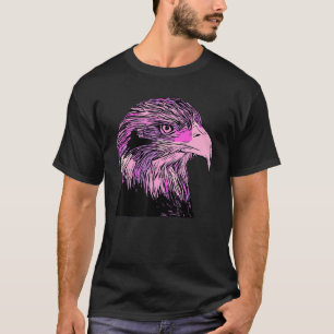Camiseta Cor-de-rosa - Eagle, impressão em aves americanas
