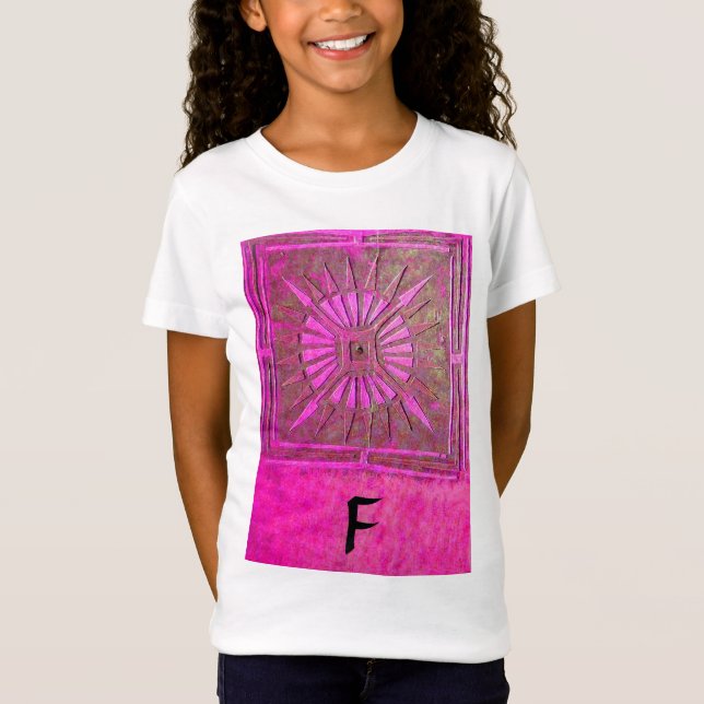 Camiseta Cor-de-rosa-estrela,preto-de-fúcsia, monograma (Frente)