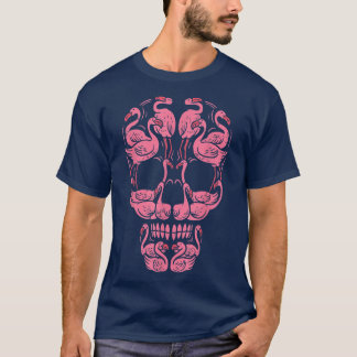 Camiseta Cor-de-rosa Flamingo Crânio Cancer Sensibilização