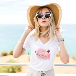 Camiseta Cor-de-Rosa Floral Árabe Boa Noite