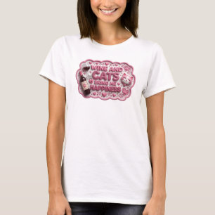 Camiseta Cor-de-rosa JOGUETÃO VINHO E GATOS ME TRAZEM FELIC