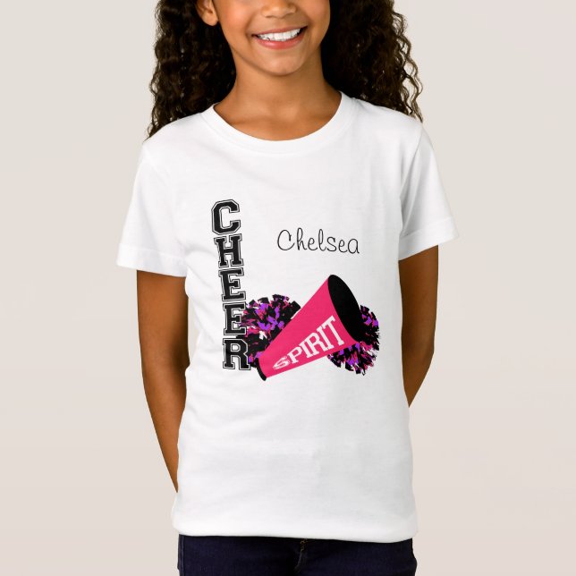Camiseta Cor-de-rosa personalizável do cheerleader (Frente)