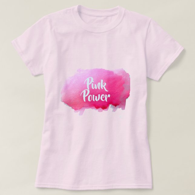 Camiseta Cor-de-rosa Power cor-de-rosa (Frente do Design)