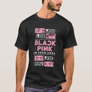 Camiseta Cor-De-Rosa Preto Na Sua Área, O Pop Coreano K-Pop