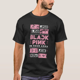 Camiseta Cor-De-Rosa Preto Na Sua Área, O Pop Coreano K-Pop