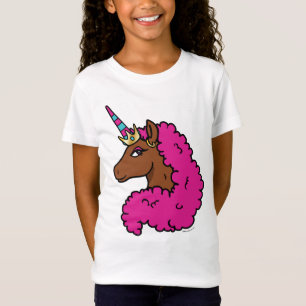 Camiseta Cor-de-rosa quente afro Unicorn