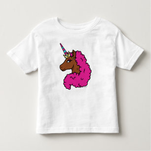 Camiseta Cor-de-rosa quente afro Unicorn