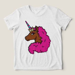 Camiseta Cor-de-rosa quente afro Unicorn