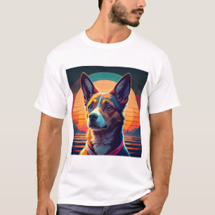 Camiseta cor deslumbrante de desenho de cachorro