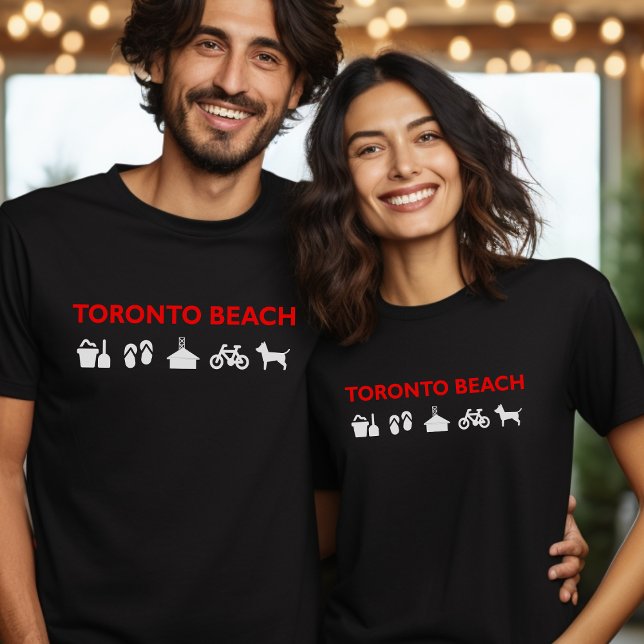 Camiseta Cor Escura dos Ícones de Praia de Toronto (Criador carregado)