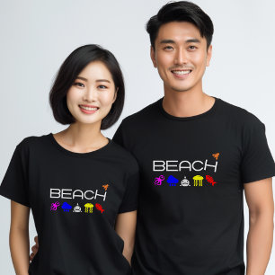 Camiseta Cor escura dos ícones engraçados da Anti-Praia