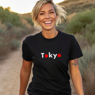 Camiseta Cor Escura dos Pontos Vermelhos do Japão Moderno