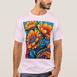 Camiseta Cor Floral Rosa impressionante