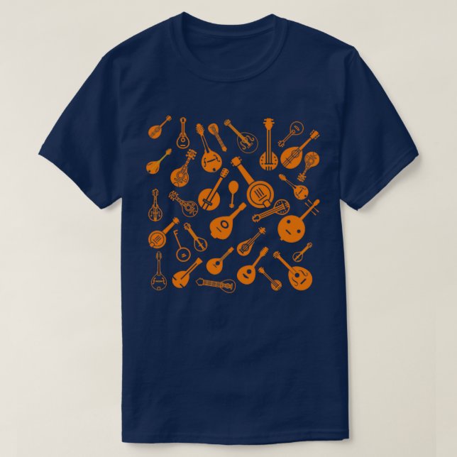 Camiseta Cor Laranja de Mandolim Múltiplo (Frente do Design)
