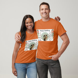 Camiseta Cor Laranja Texas Casamento União Casal Simpático