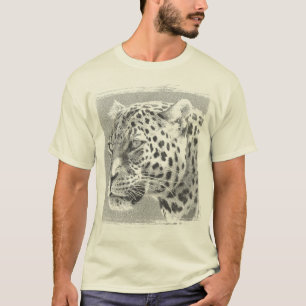 Camiseta Cor Natural da Cabeça Leopardo Modelo moderna