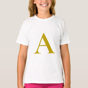 Camiseta Cor personalizada em cor dourada Letra inicial sim
