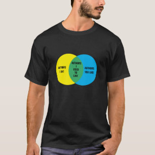 Camiseta Cor/texto personalizado Diagrama de Venn Bibliófi