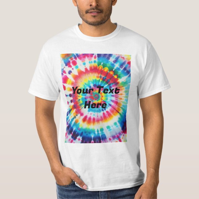 Camiseta Cor Tie-Dye Adicione Seu Texto   (Frente)