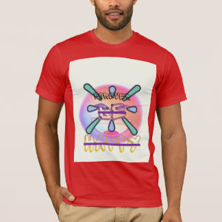 Camiseta cor vermelha com texto sorridente e anima