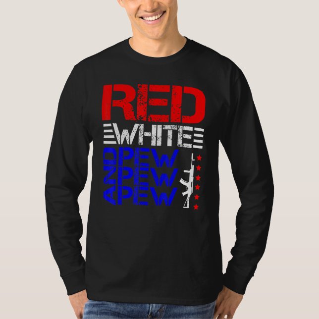 Camiseta Cor Vermelha, Cor Branca E Pew Pew (Frente)