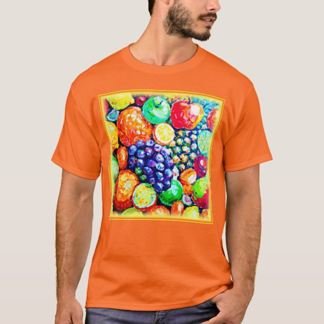 Camiseta Cor Vibrante das Frutas. Comprar Agora (Frente)