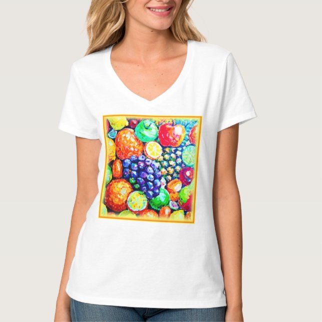 Camiseta Cor Vibrante das Frutas. Comprar Agora (Frente)