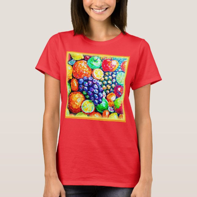 Camiseta Cor Vibrante das Frutas. Comprar Agora (Frente)