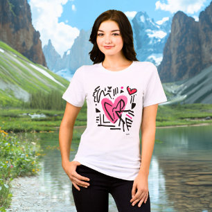 Camiseta Coração Abstrato - Amor Moderno Rosa Pret