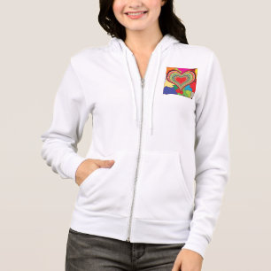 Camiseta Coração Abstrato em Camadas de Arco-Íris Vibrante