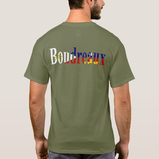 Camiseta Coração acádico de Boudreaux Cajun da bandeira de (Verso)