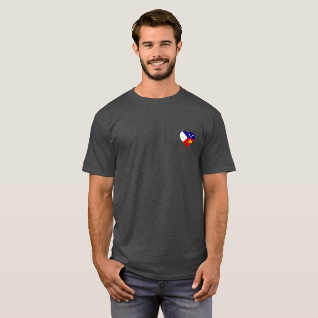 Camiseta Coração acádico do orgulho de Fontenot Cajun da (Frente Completa)
