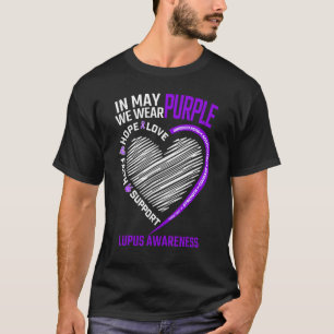 Camiseta Coração Ama Esperança Fé Em Maio Vestimos Lúpus Ro