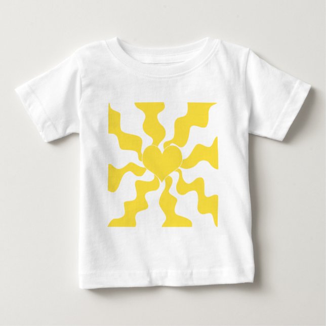 Camiseta Coração - Amarelo-limão e branco (Frente)