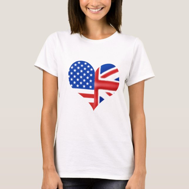 Camiseta Coração americano britânico (Frente)