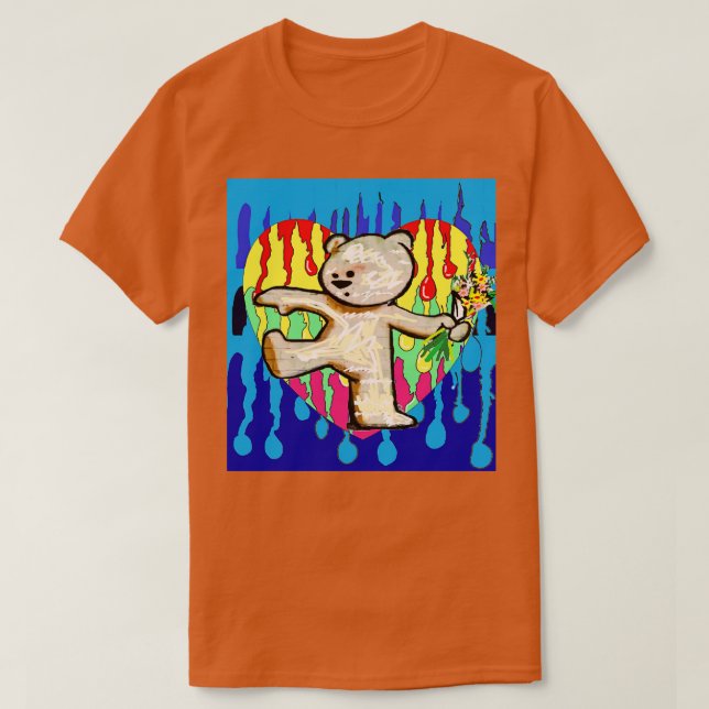 Camiseta coração amor pingando ursinho rua 1 (Frente do Design)