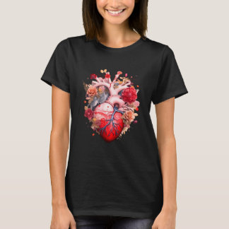 Camiseta Coração anatômico com flores