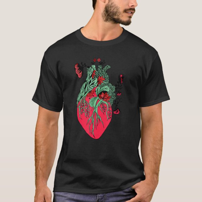 Camiseta Coração Anatômico E Flores Enfermeira Doutora Grad (Frente)