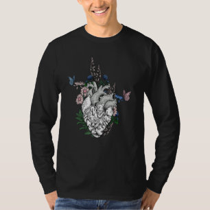 Camiseta Coração Anatômico E Flores Enfermeira Médica Gradu