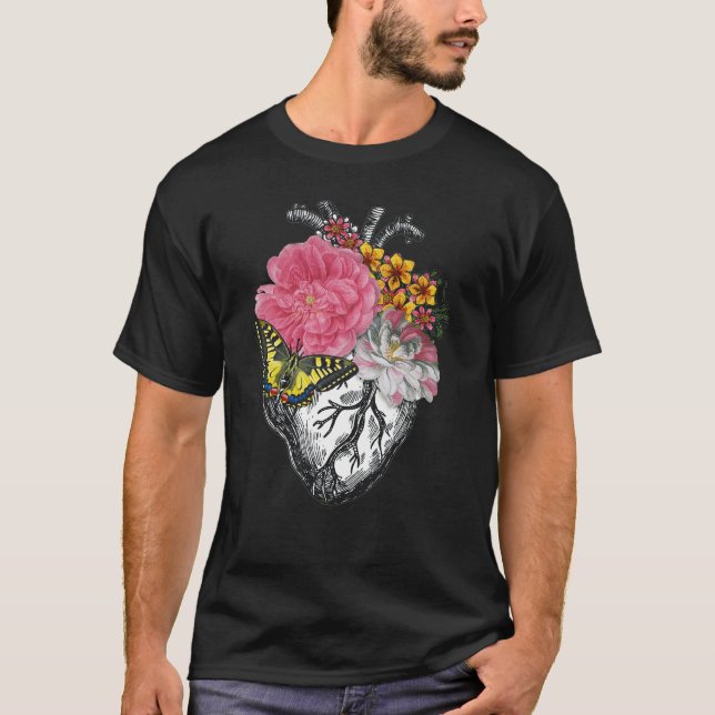 Camiseta Coração Anatômico E Flores Mostram Seu Amor (Frente)
