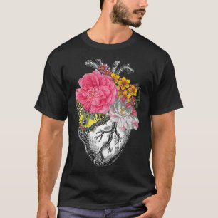 Camiseta Coração Anatômico E Flores Mostram Seu Amor