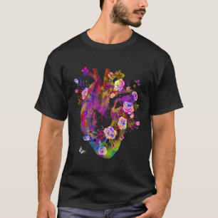 Camiseta Coração Anatômico E Flores Mostram Seu Amor Mulher