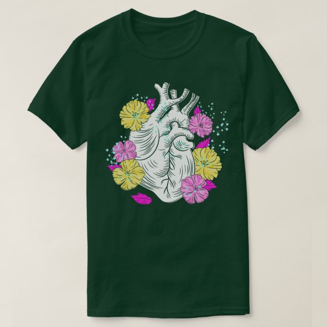 Camiseta Coração Anatômico Floral (Frente do Design)