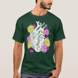 Camiseta Coração Anatômico Floral